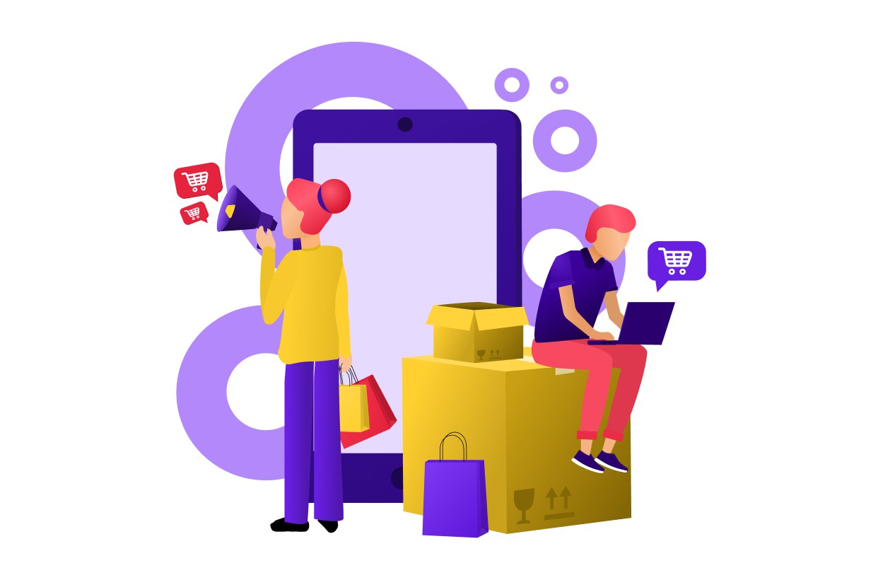 Modern e-commerce interface and commerce analytics visualization